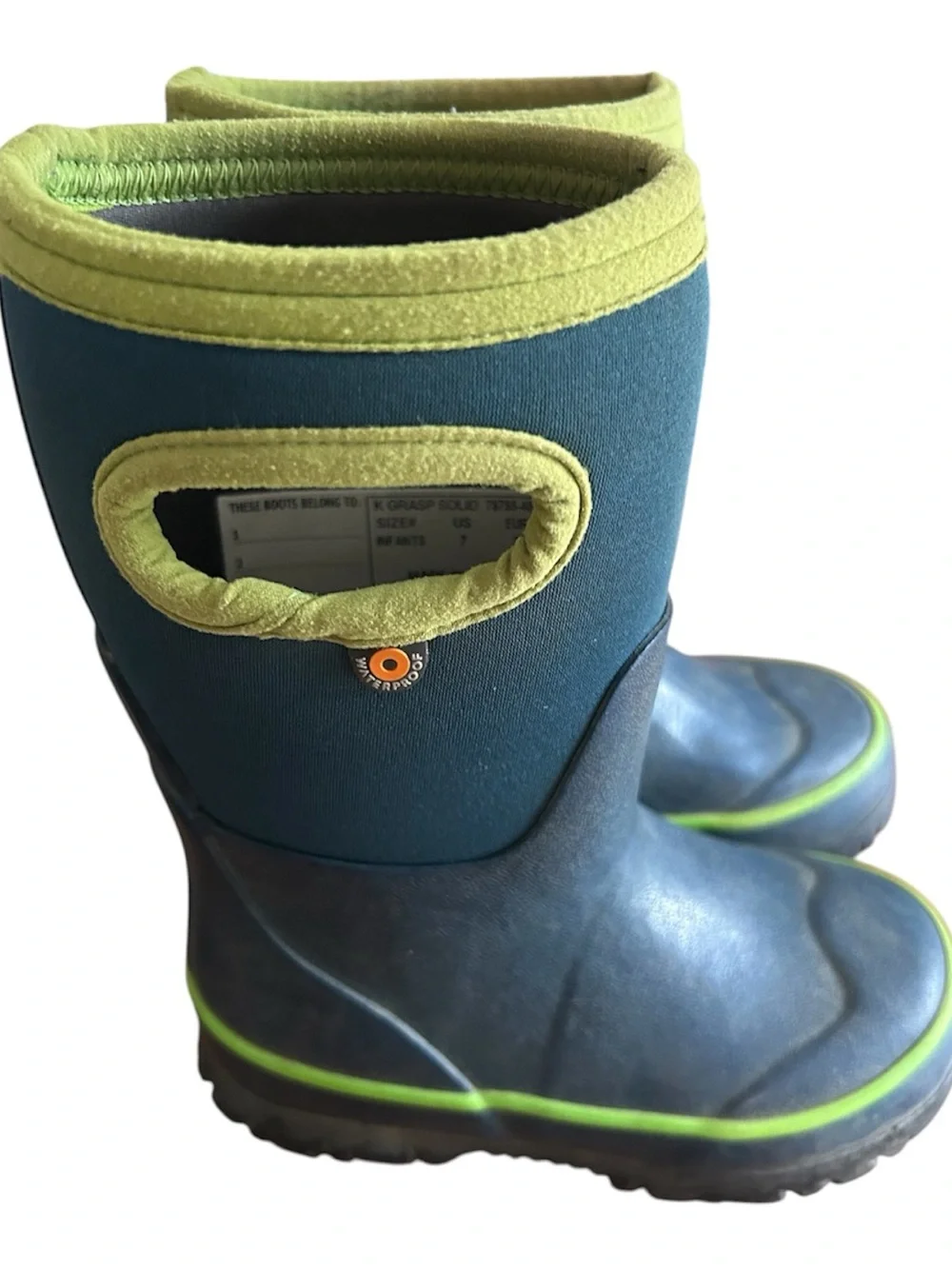 Bogs Kids Teal Boots with Lime Trim